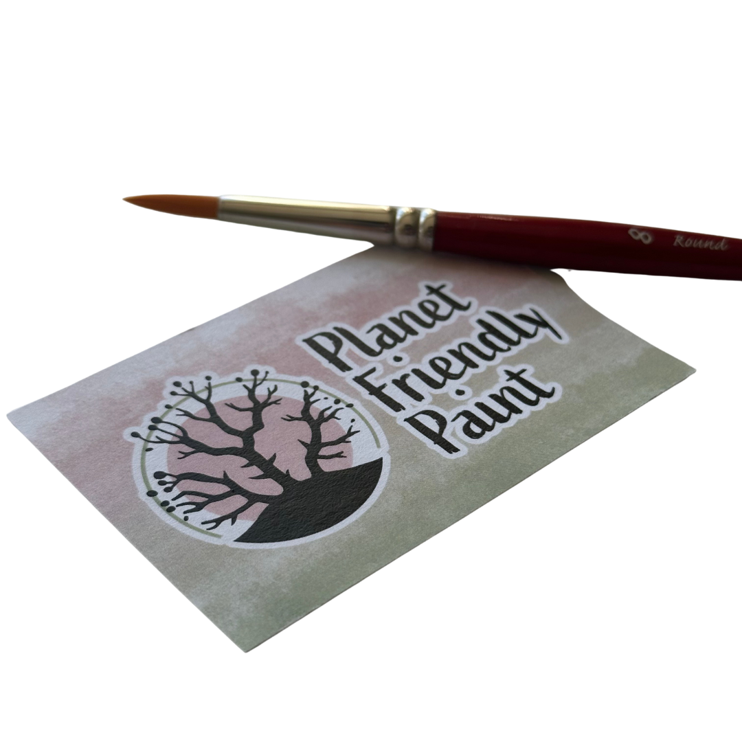 Size 8 paintbrush - vegan synthetic bristles sustainably sourced FSC certified wooden handle